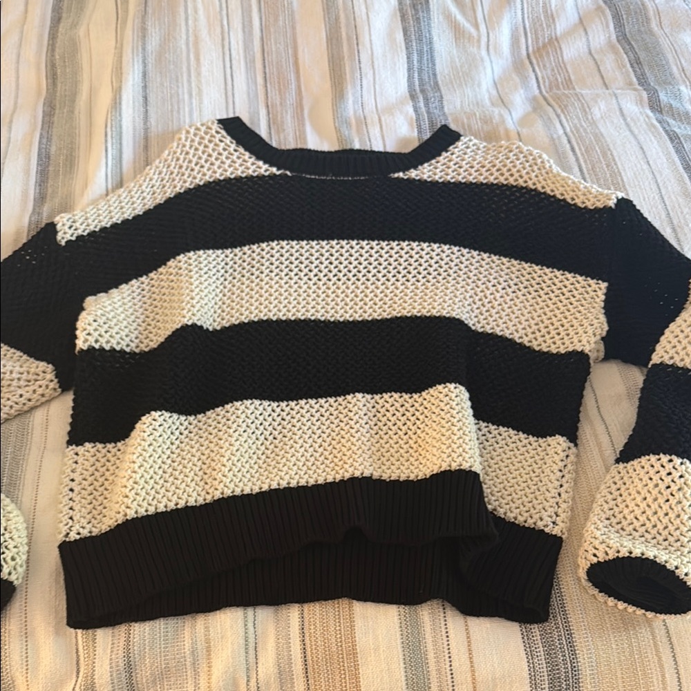 Z Supply Black and Cream Striped Sweater